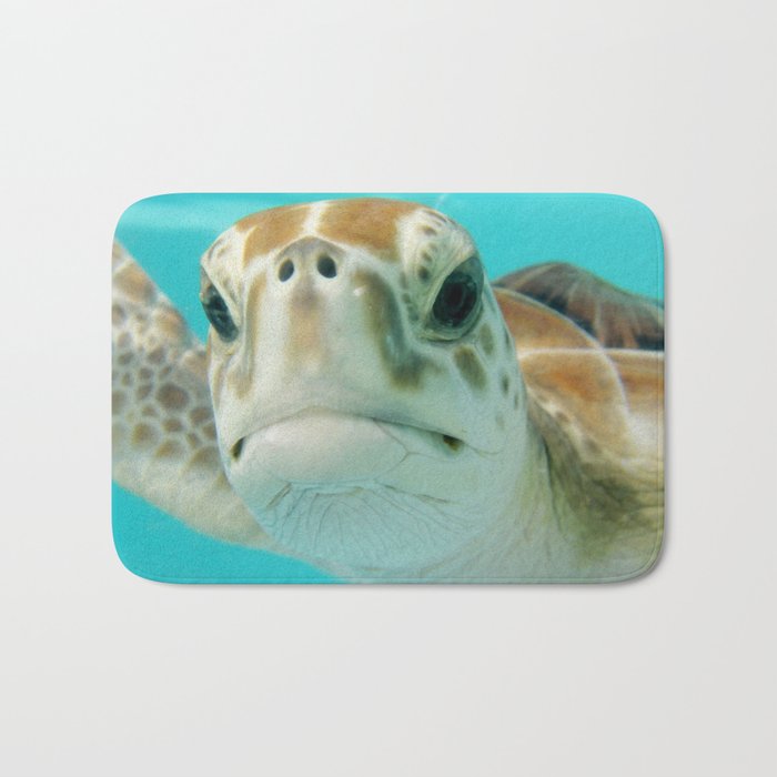 Mexico Photography - Sea Turtle In The Beautiful Water Bath Mat