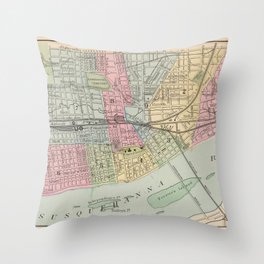 Vintage Map of Harrisburg PA (1890) Throw Pillow