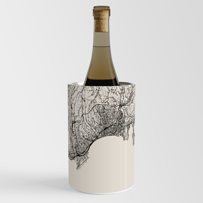 Nice - France. Map Illustration - Black and White Wine Chiller