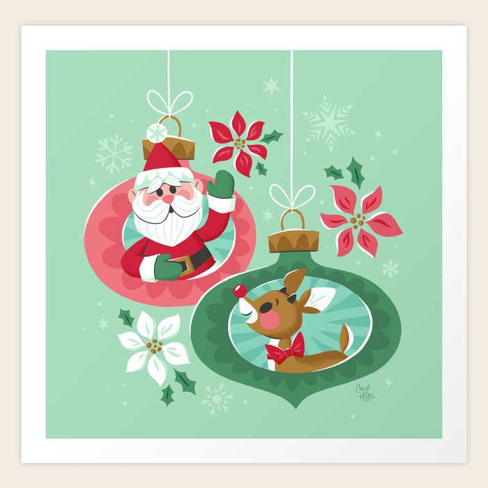 Merry Christmas From Santa Rudolph Art Print