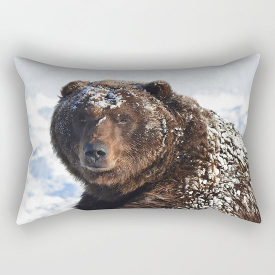 Alaskan Grizzly in Snow Rectangular Pillow