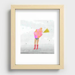 Rainy day fashion - colourful funny watercolour illustration Recessed Framed Print