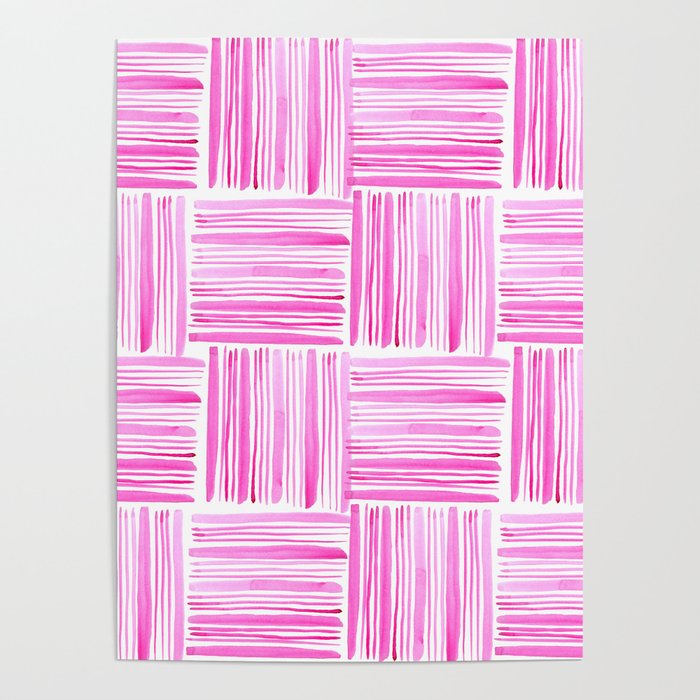 Gingham stitches - pink Poster