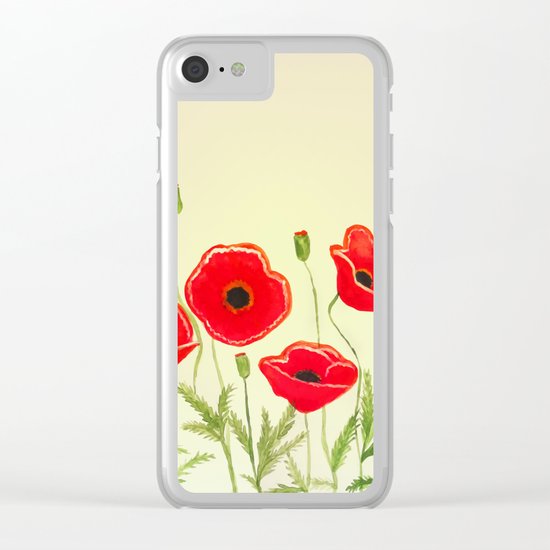 Watercolor poppies Clear iPhone Case