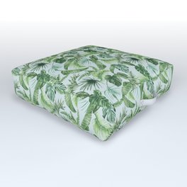 Watercolor Tropical Rain Forest Foliage Outdoor Floor Cushion