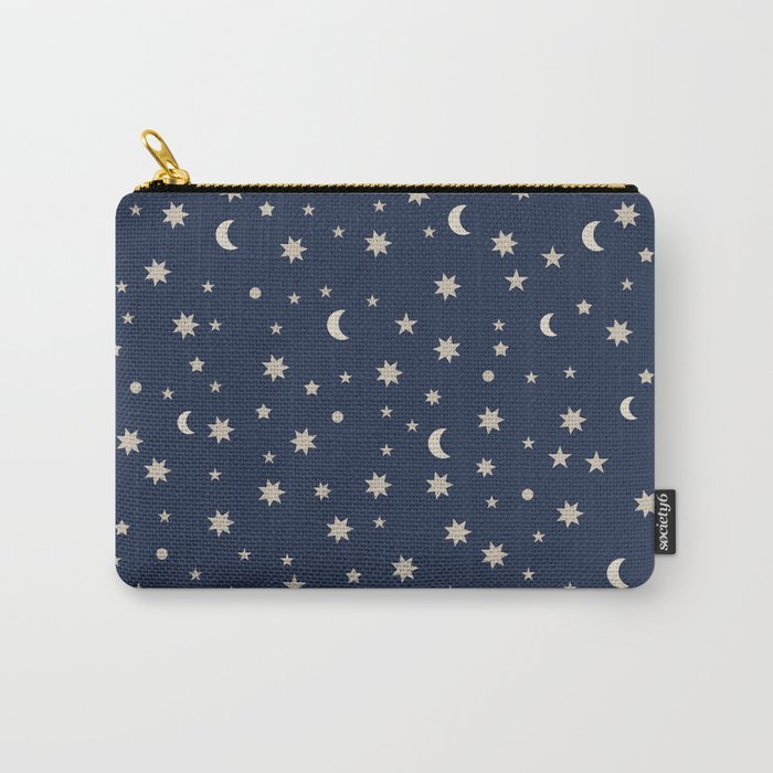 Moon Stars Pattern - Dark Blue Carry-All Pouch