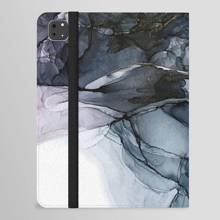 Dark Payne's Grey Flowing Abstract Painting iPad Folio Case