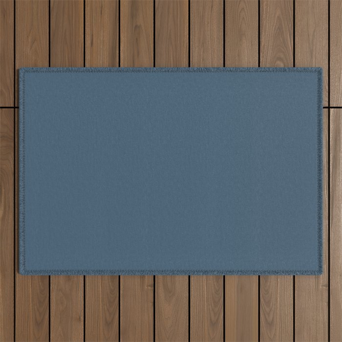 Dark Blue Gray Solid Color Pairs Pantone Real Teal 18-4018 TCX Shades of Blue Hues Outdoor Rug