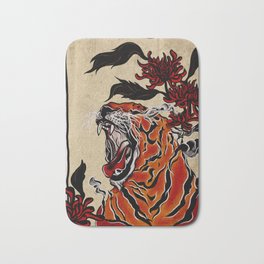 Tiger Ukiyo-e style Bath Mat | Typography, Ukiyo E, Flowers, Concept, Graphicdesign, Aesthetic, Roaring, Japanese, Ink, Tiger 