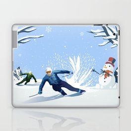 Skiing with Snowman Laptop Skin