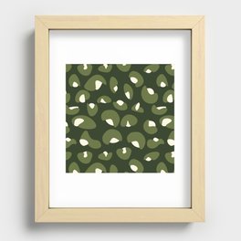 Abstract Seamless Leopard Print Pattern - Dark Olive Green and Cosmic Latte Recessed Framed Print