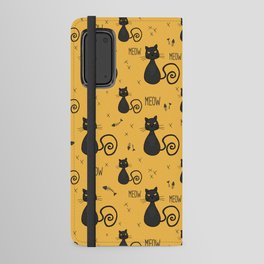 Bossy black cat and fish bones pattern Android Wallet Case