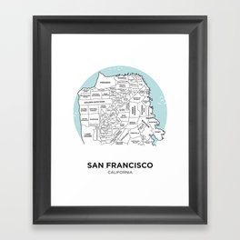 San Francisco Neighborhood Map Framed Art Print