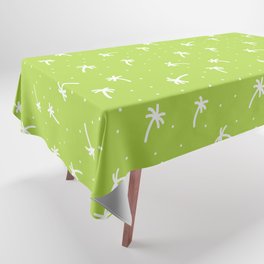 Apple Green And White Doodle Palm Tree Pattern Tablecloth