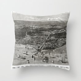Pictorial Map Chicago - Illinois - 1871 vintage pictorial map Throw Pillow