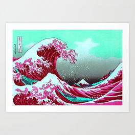 The Great Pink Wave off Kanagawa Art Print