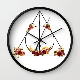 Deathly Hallows in Red and Gold Wall Clock