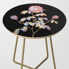 Floral Agatha Rose in Bloom Mosaic on Black Side Table