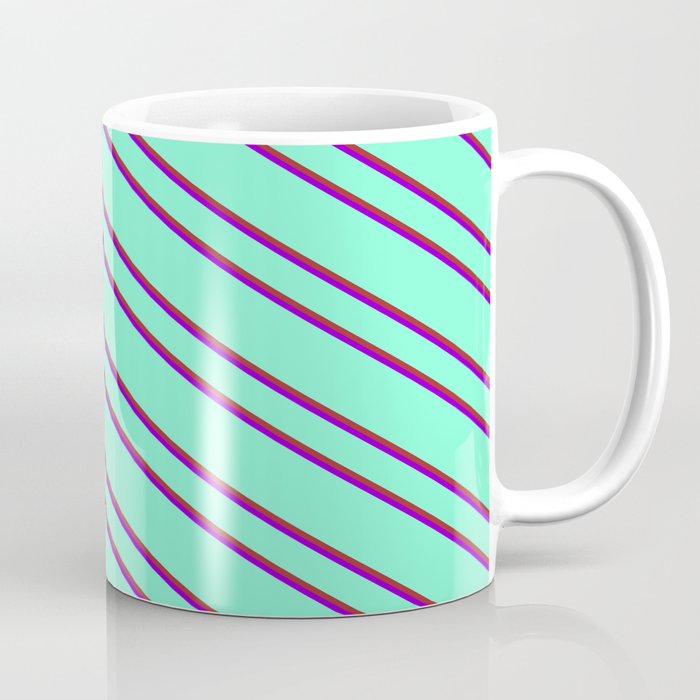 Aquamarine, Brown, and Dark Violet Colored Pattern of Stripes Coffee Mug