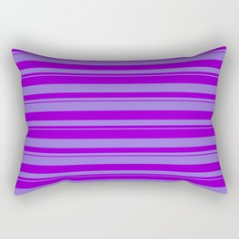 [ Thumbnail: Purple & Dark Violet Colored Stripes/Lines Pattern Rectangular Pillow ]
