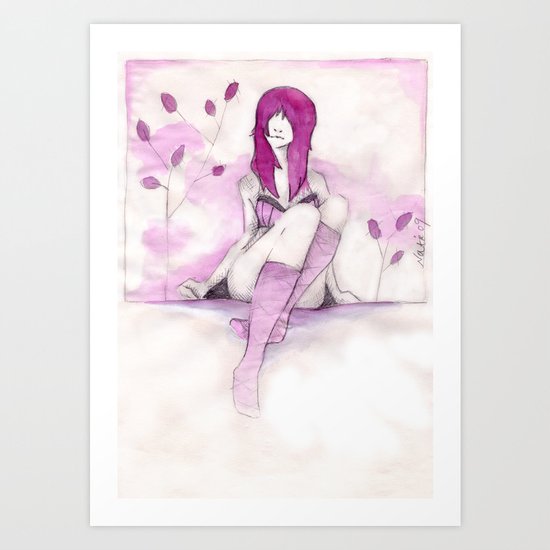 Girl In Pink Art Print