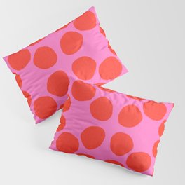 Mid-Century Modern Big Red Dots On Hot Pink Pillow Sham