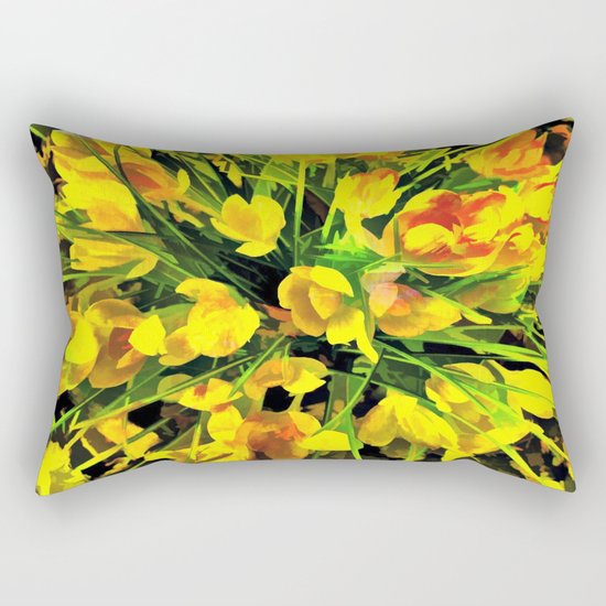 Painterly Yellow Crocuses Rectangular Pillow