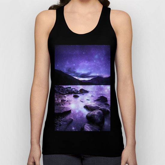 Magical Mountain Lake Purple Unisex Tank Top