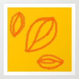 Minimalistic Leaves in Orange Yellow Art Print