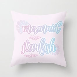 Mermaid Kisses, Starfish Wishes Throw Pillow