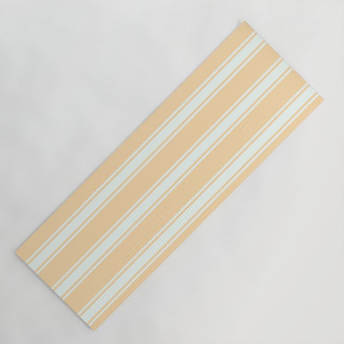 Tan and Mint Cream Colored Lined Pattern Yoga Mat