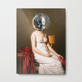 Discohead Metal Print | Woman, Disco Ball, Mirror, Clubbing, Sassy, Music, Discoball, Disco, Ball, Mirror Ball 