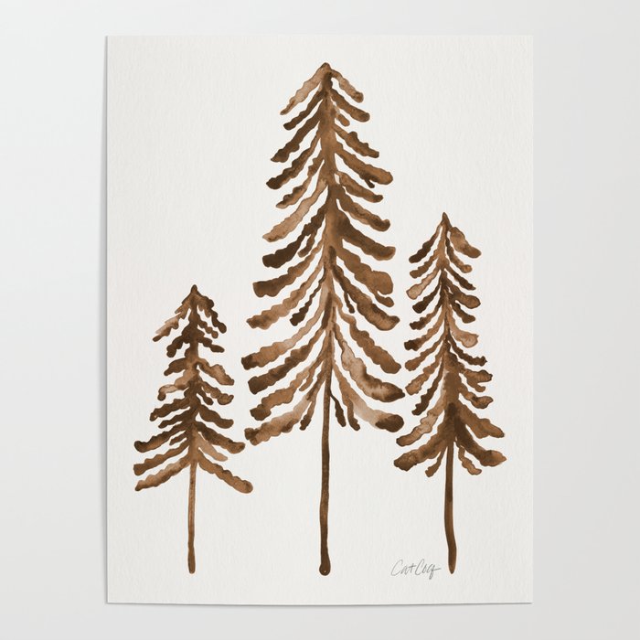 Pine Trees – Sepia Palette Poster