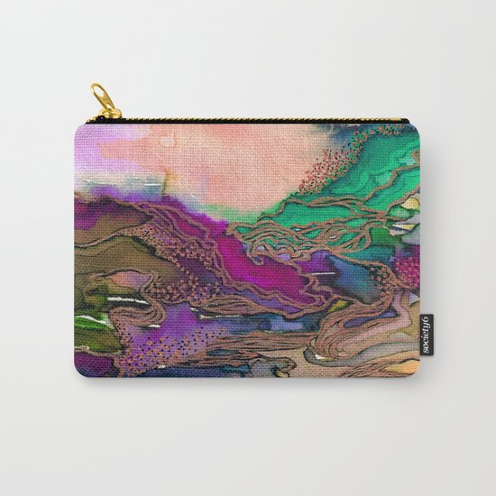 BRING ON BOHEMIA 1 Bold Rainbow Colorful Watercolor Abstract Metallic Accent Summer Peach Pink Green Carry-All Pouch