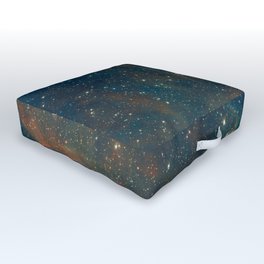 Space 13 Outdoor Floor Cushion | Digital, Abstract, Navy, Satellites, Universe, Space, Galaxy, Painting, Stars, Orange 
