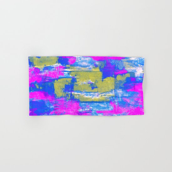 Just Relax - Abstract, pink, blue and yellow painting Hand & Bath Towel