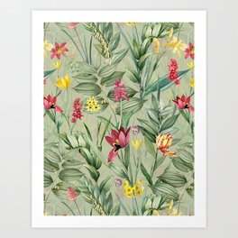 Tropical Springtime Redouté Garden Art Print