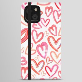 Preppy Room Decor - Lots of Love Hearts Collage on White iPhone Wallet Case