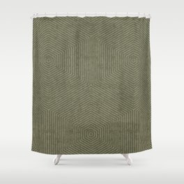 boho hexagon stripes - olive green Shower Curtain