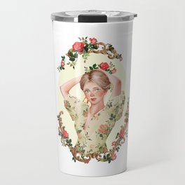 Graceful Rose - Charming Whimsical Portrait of a Lady Travel Mug