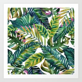Tropical exotic banana leaves Art Print