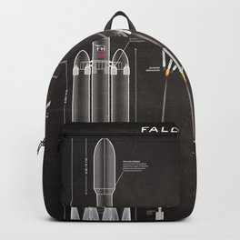 SpaceX Falcon Heavy Spacecraft NASA Rocket Blueprint in High Resolution (chalkboard black) Backpack