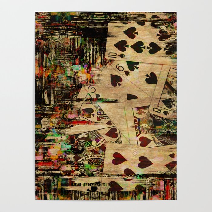 Abstract Vintage Playing cards  Digital Art Poster