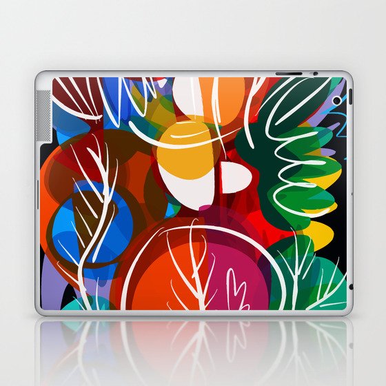 Abstract Flowers Pattern Red Green And Black Art Laptop Ipad