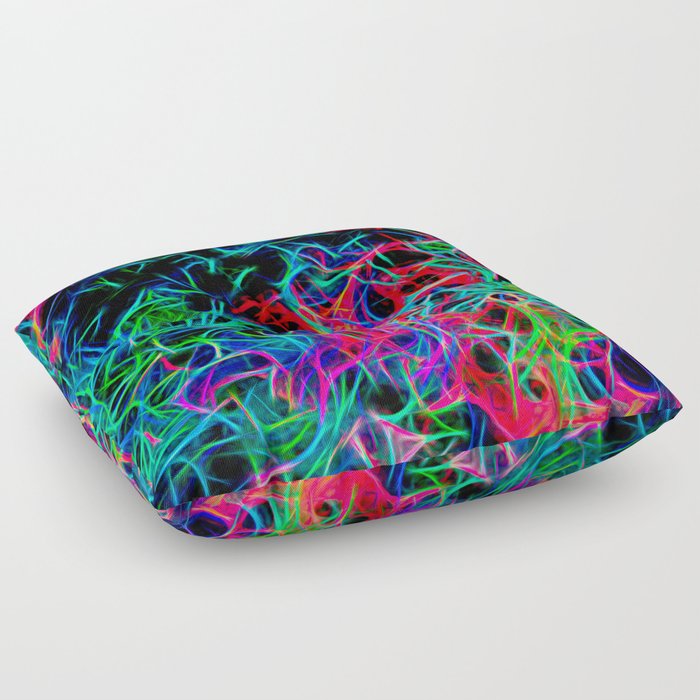 Neon Bright Colorful Diffraction  Floor Pillow