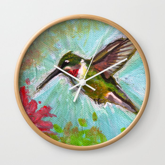 Ruby-throated Hummingbird Wall Clock
