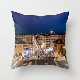 Spanish Steps and Piazza di Spagna at dusk - Rome, Italy Throw Pillow