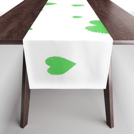 Hand-Drawn Hearts (Green & White Pattern) Table Runner