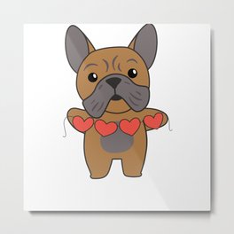 Bulldog For Valentine's Day Cute Animals With Metal Print