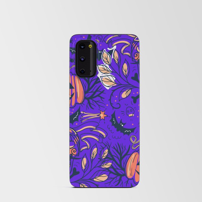 Halloween Pumpkin Scary Design Pattern Blue Android Card Case